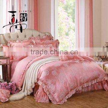 China Supplier 100% Cotton Jacquard Satin Bed Skirt Wedding Home Textile Bedding Set photo-5
