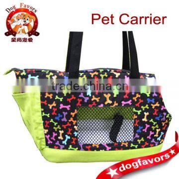 Dog Carrier Bag with Dog Bones And Lime Green Trim