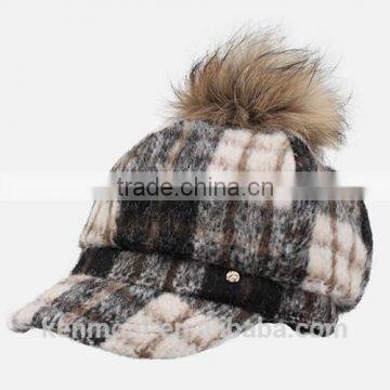 China wholesale female checked style custom printed beret hats