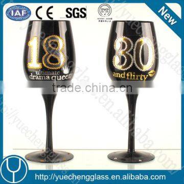 wholesale age decoration popular black wine glass in window box