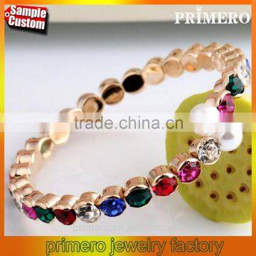 New Rose Gold Plated Colourful Diamond Austria Rhinestone Pearl Bangle Bracelet