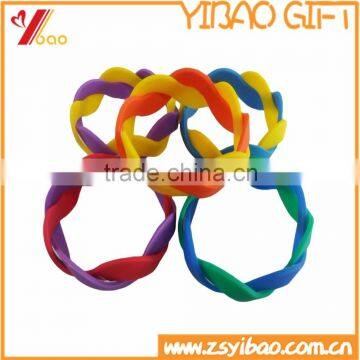 Fashion Custom Silicone Weave Wristband, Knit Fried Dough Twist Bracelet Wristband