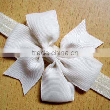 Factory Baby Pink Yellow Blue Elastic Satin Grosgrain Ribbon Hair Band With Bow photo-6