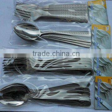 6pcs stainless steel spoon and fork in a pvc bag