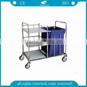 AG-SS010 CE ISO four castors stainless steel hospital laundry trolley price