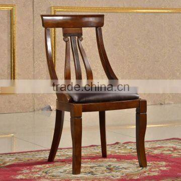 Wood Design Dining Chair Black Leather Seat Antique Chair