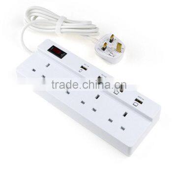 uk type 3 pin plug multi usb extension socket 4 power outlet 100v -250v 1.8m cord