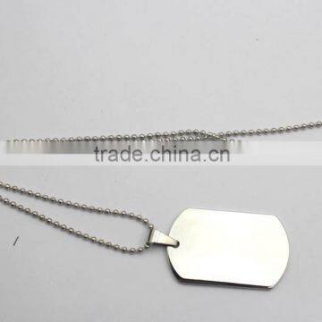 Smooth Plain Dog Tag Pendant Stainless Steel Necklace photo-2