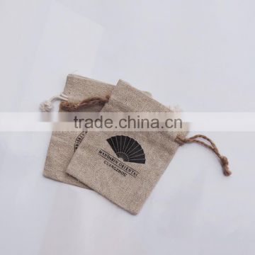 Fashion premium mini linen drawstring bag with embroidery logo