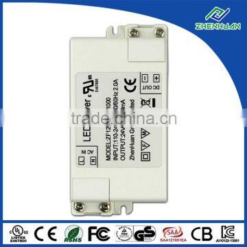 Single Output 24W Led Transformer 24V 1000mA Led Driver Plastic Case
