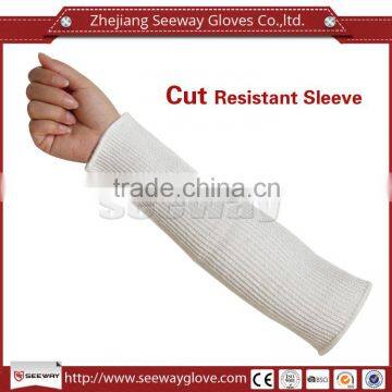 Seeway HHPE Fiber Glass Knitted Cut Resistant Level 5 White Forearm Protection Sleeve Sharps Prevention for Working Safety