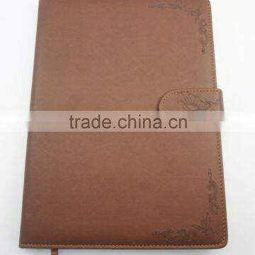 embossed logo dark brown a4 leather diary with magnetic closure