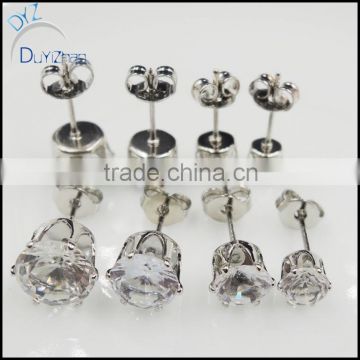 fashion cheap cz stud earrings clear round cz earrings                        
                                                Quality Choice