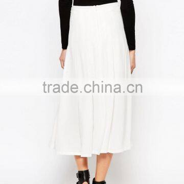 Wholesale Summer White Pleated Women Midi Skirt Hot Sale Style photo-2