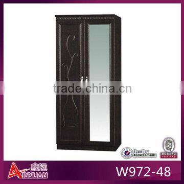 Cheap mirror 2 doors wardrobe hot sell