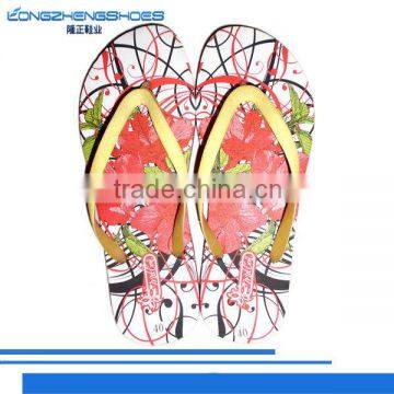 New beauful design women's flip flops slippers with Thermal transfer insole