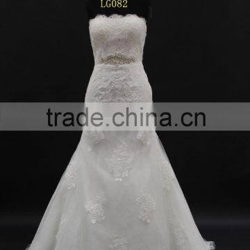 Real sample! Embroideried belt french cording lace sheath pattern wedding dress