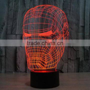 Novelty 3D Decor Bulbing Night Light Iron Man Model Mask Toy Gadget LED Lighting Home Table Lamp Nightlight for Child Gift