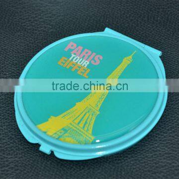 Eiffel tower green metal cosmetic pocket mirror