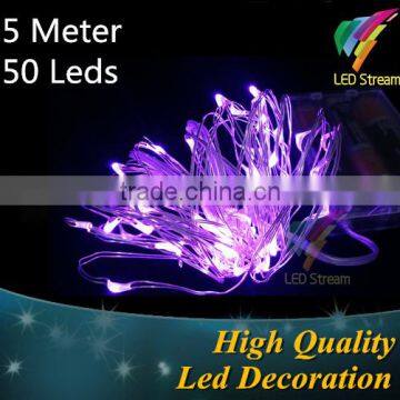 Ultra Thin Copper Wire 3AA Battery Operated Purple Led String Light