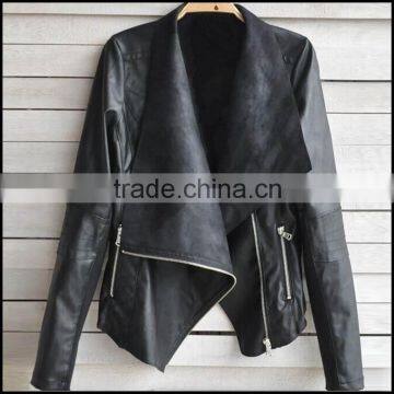 Leather Woman Fashion Jacket With Zipper Pockets pu Jacket Simple Design for Lady Quality Choice photo-2