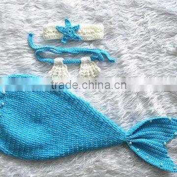 Wholesale custom coloful handmade crochet mermaid tails crochet newborn outfit ph#2