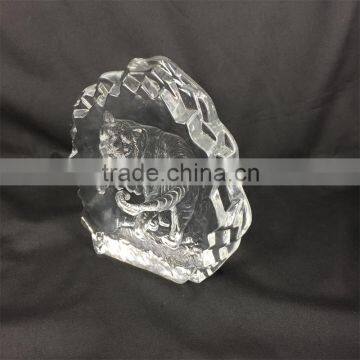 Glass trophy blanks tiger block cube glass trophy with grinding edge with flat base
