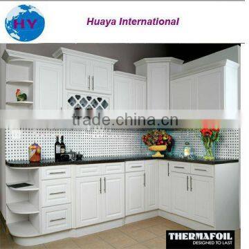 Hot sell modern style white color PVC thermal foil kitchen cabinet