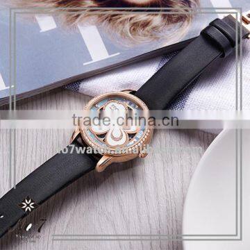 China Direct Factory High Quality Gold Leather Beautiful Lady Watch photo-2