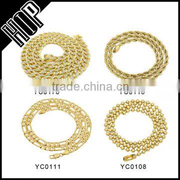 Wholesale Hip Hop Gold Brass Chain Necklace