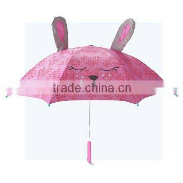 45cm cute pink rabbit shape kids rain umbrella