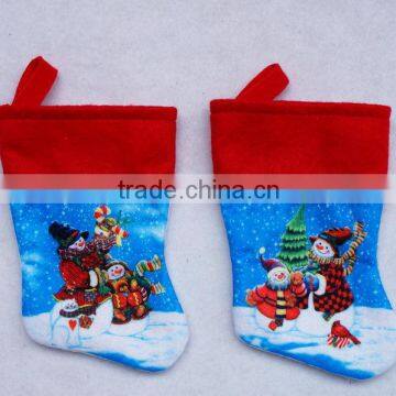 heat transfer print snowman mini Xmas stocking