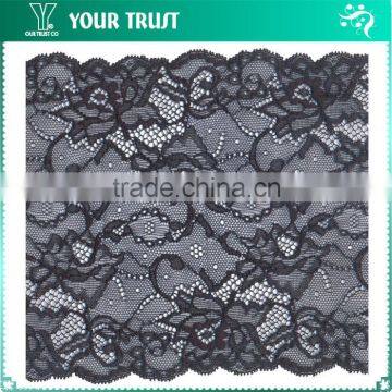 Width 17.0 Centimeter Black Stretch Tape Trim Spandex Elastic Lace