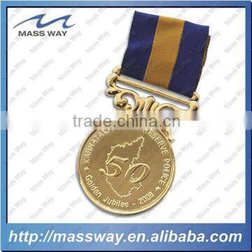 high quality ribbon custom 3D copper brass medal