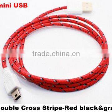 Colorful Fabric braided USB AM to mini 5PIN