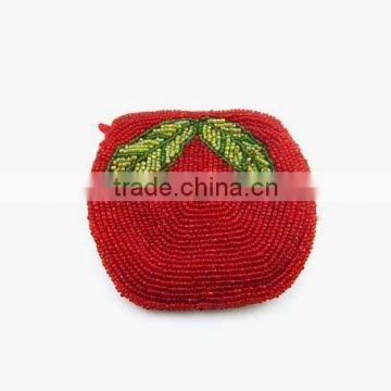 Newest fashion Bead Embroidery Coin Purse Apple Design