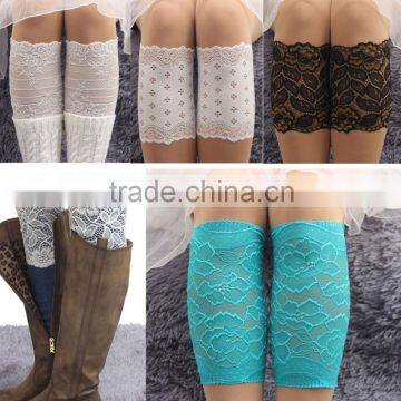 Fashion Crochet Knitted Leg Warmers Boot Cover Lace Trim Legging Sock