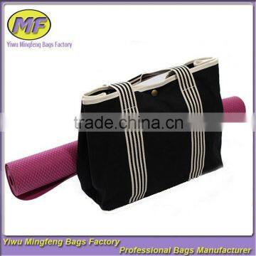 Wholesale Custom High Quality Black Large Capacity Tote and Sling Shoulders Canvas Yoga Mat Bag Yoga Bag