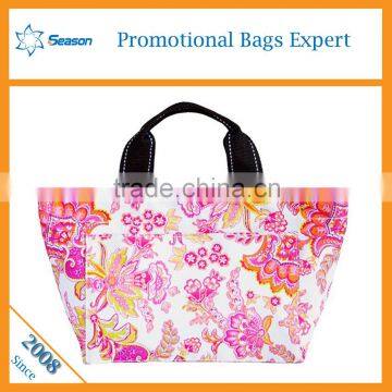 Candy color flower print foldable shopping bag fashion women hand bag