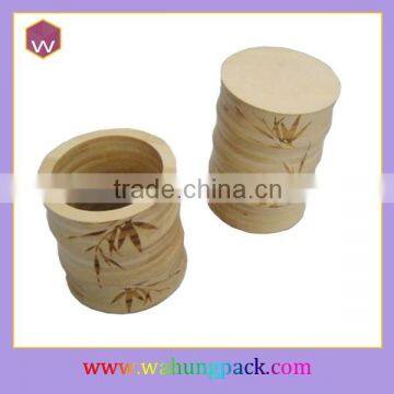 Round wooden box for perfume, new design unfinished wood perfume box