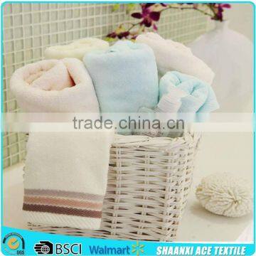 100% cotton high standard bath towel fabric with satin stripes