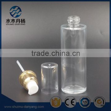 Luxury 80ml cylinder clear glass lotion bottle