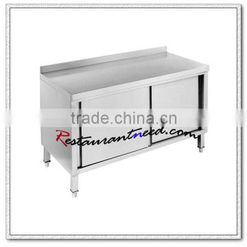 S044 Stainless Steel Bench Cabinet With Sliding Doors With Splashback