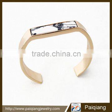 Fancy style simple design geometric turquoise opening wide bangle