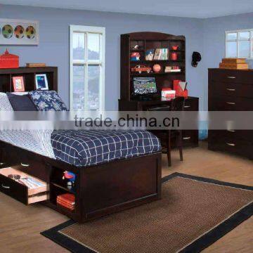 Bed with Book Shelf, bed with book cases , wood kids bookcase bed