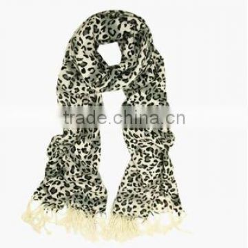 Premium Elegant Leopard Animal Print Fringe Scarf