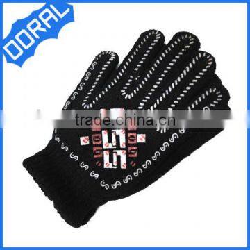 cool black striped magic acrylic knitted gloves