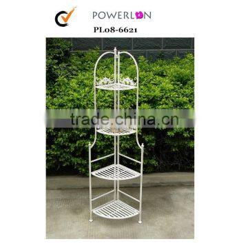 Antique White 4-Tiers Wrought Iron Metal Shelf