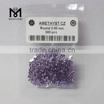 Synthetic Gemstone Amethyst Round 2.0mm Loose Cubic Zirconia Stone