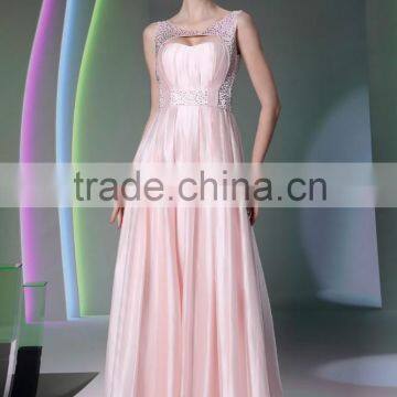 Wholesale New Model Lace Pink Sleeveless Elegant Long Evening Dress
